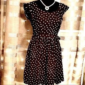 SOLD - Elle Dress - Polka-Dotted with Matching Sash